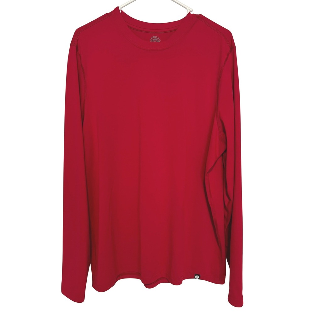 REI Co-op Men's XL Performance Tech Top Long Sleeve Shirt Red Hike Camp Outdoors